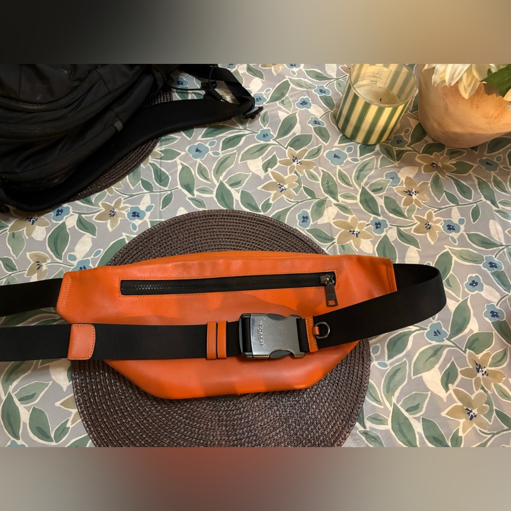 Coach Signature Belt Bag in Orange and Tan - Picture 2 of 3